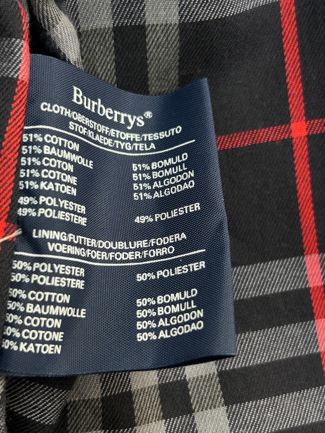 버버리 체크 안감 더블 견장 트렌치코트 남성 95-100사이즈 네이비 상품이미지7