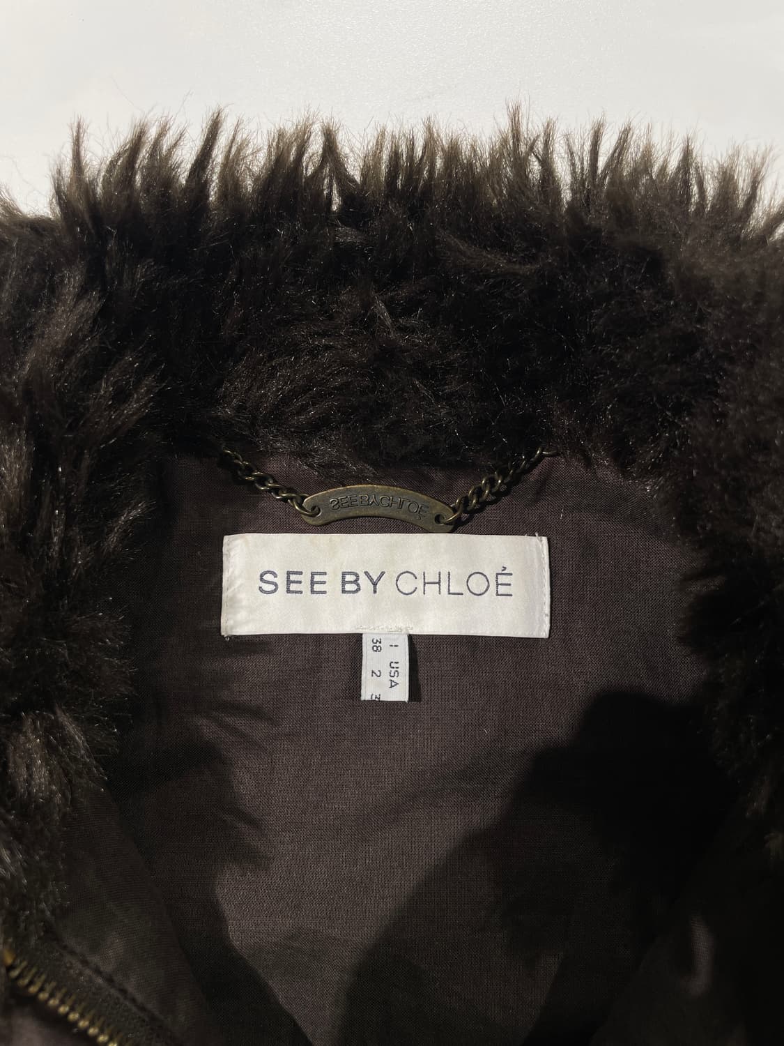 씨 바이 끌로에 다크 브라운 아칼릭 퍼 집업 자켓 상품이미지7