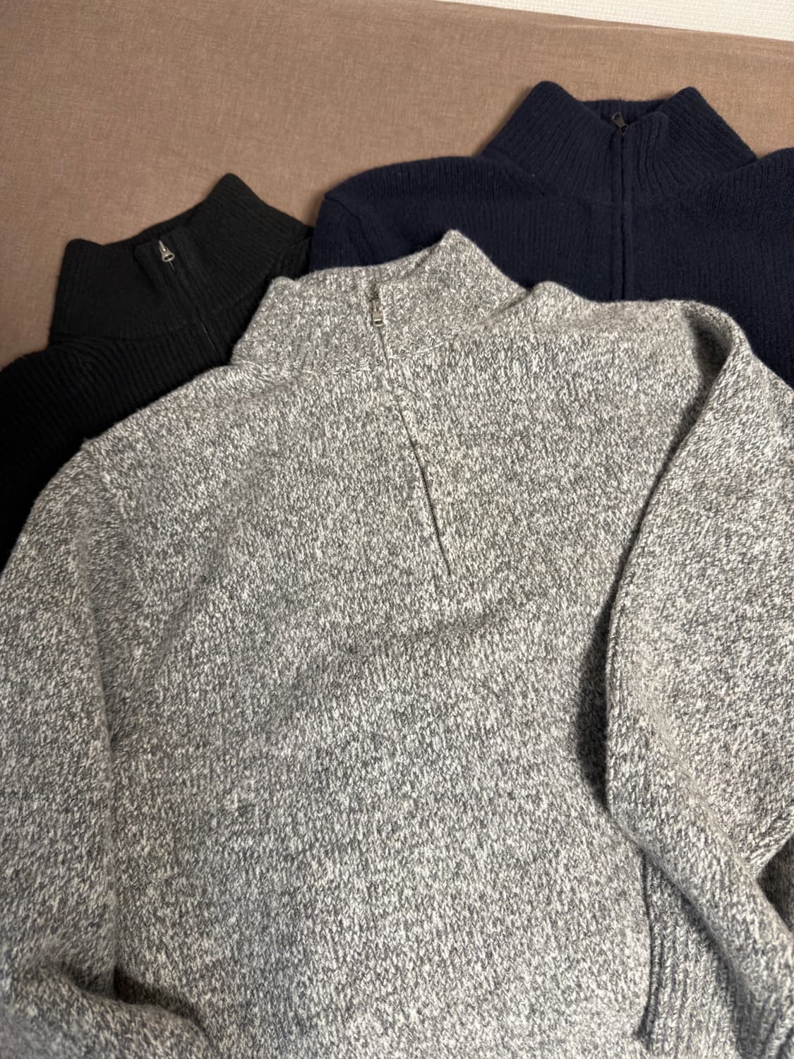 유니클로 수플레얀하프집스웨터 (반집업 니트) L 상품이미지1