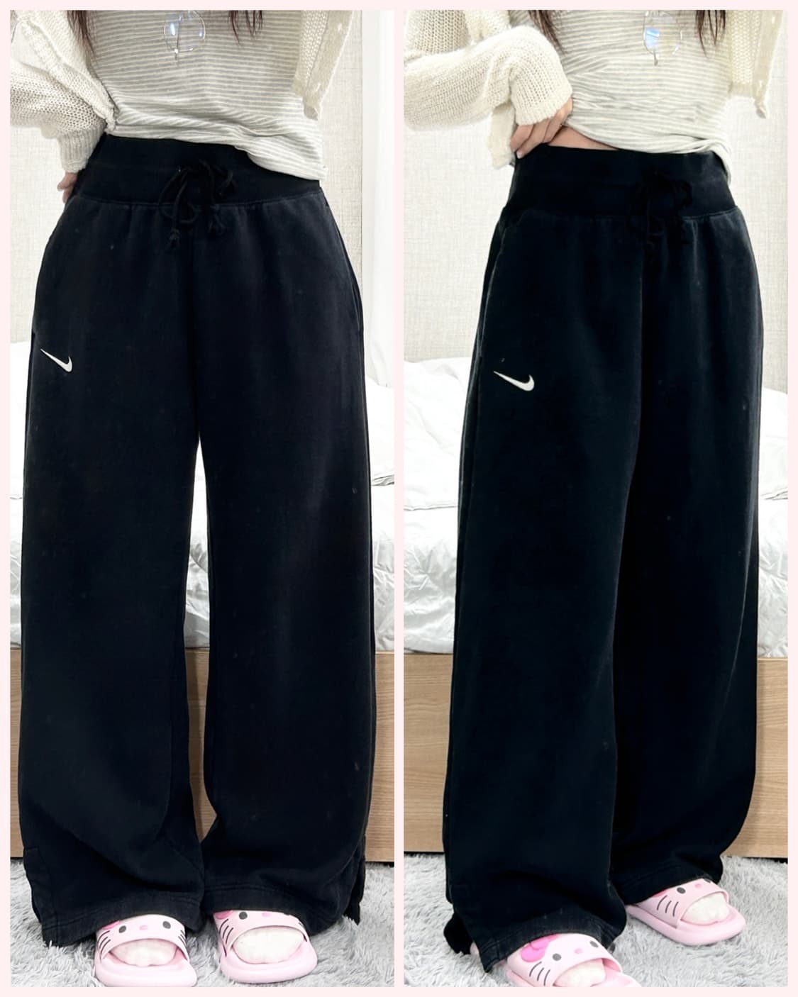 나이키 스우시 블랙 와이드팬츠 상품이미지1