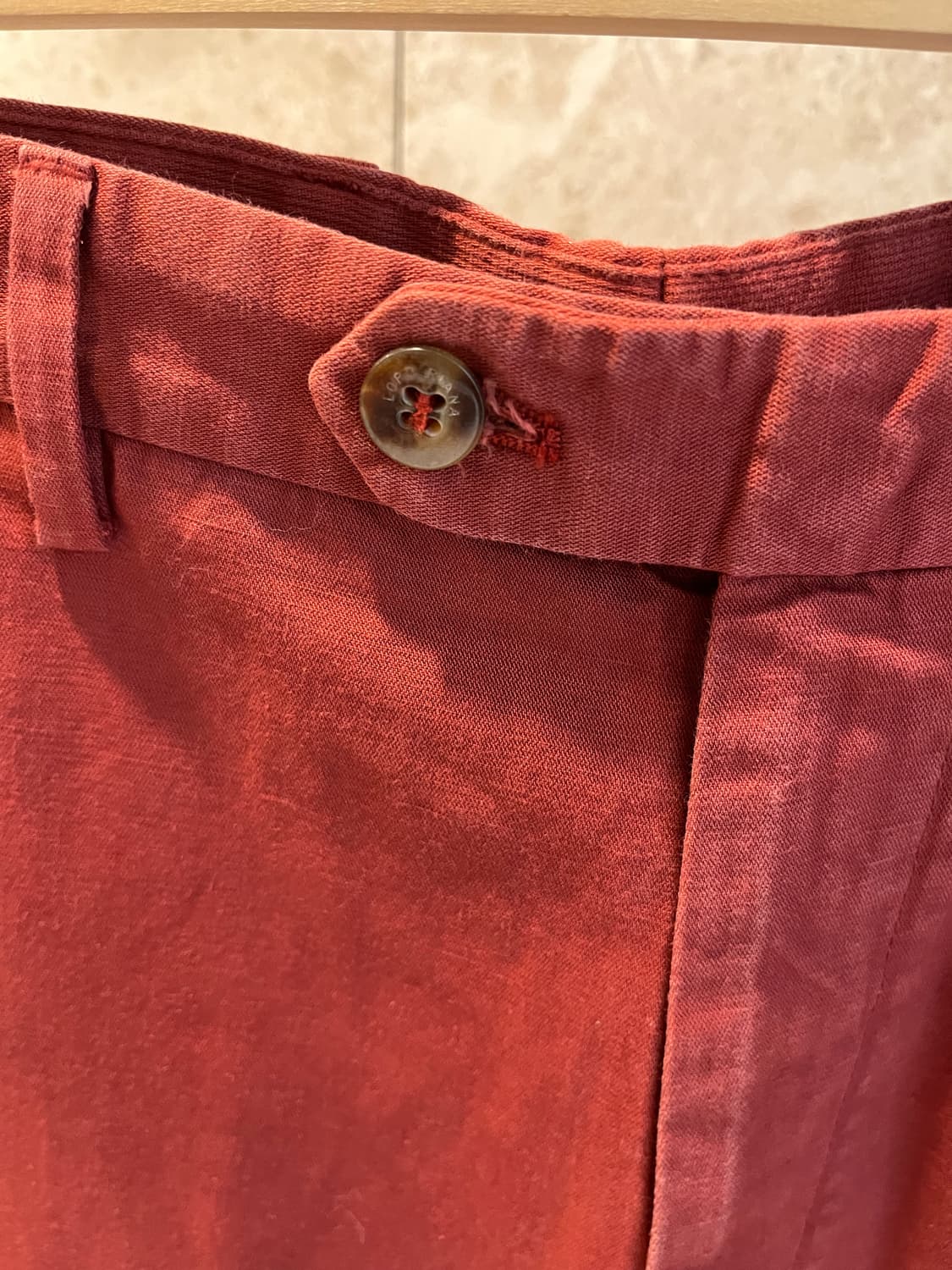 로로피아나 남성 버건디 면/린넨 바지 50(34-35인치) 상품이미지2