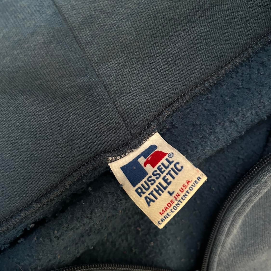 90s 러셀 애슬레틱 페이드 후드집업 네이비 상품이미지2