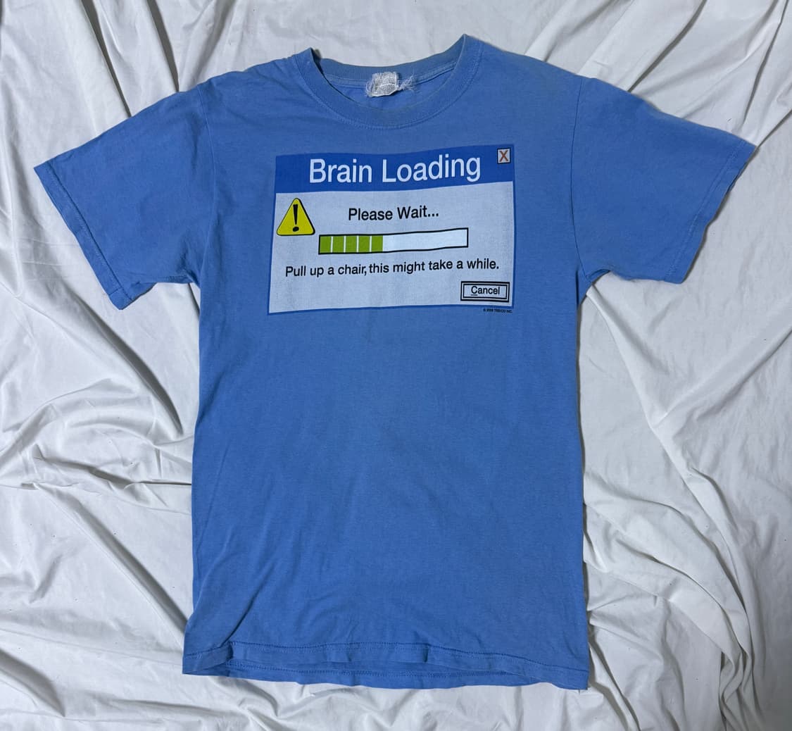 00s Brain Loading Please Wait 코믹 티셔츠 상품이미지2