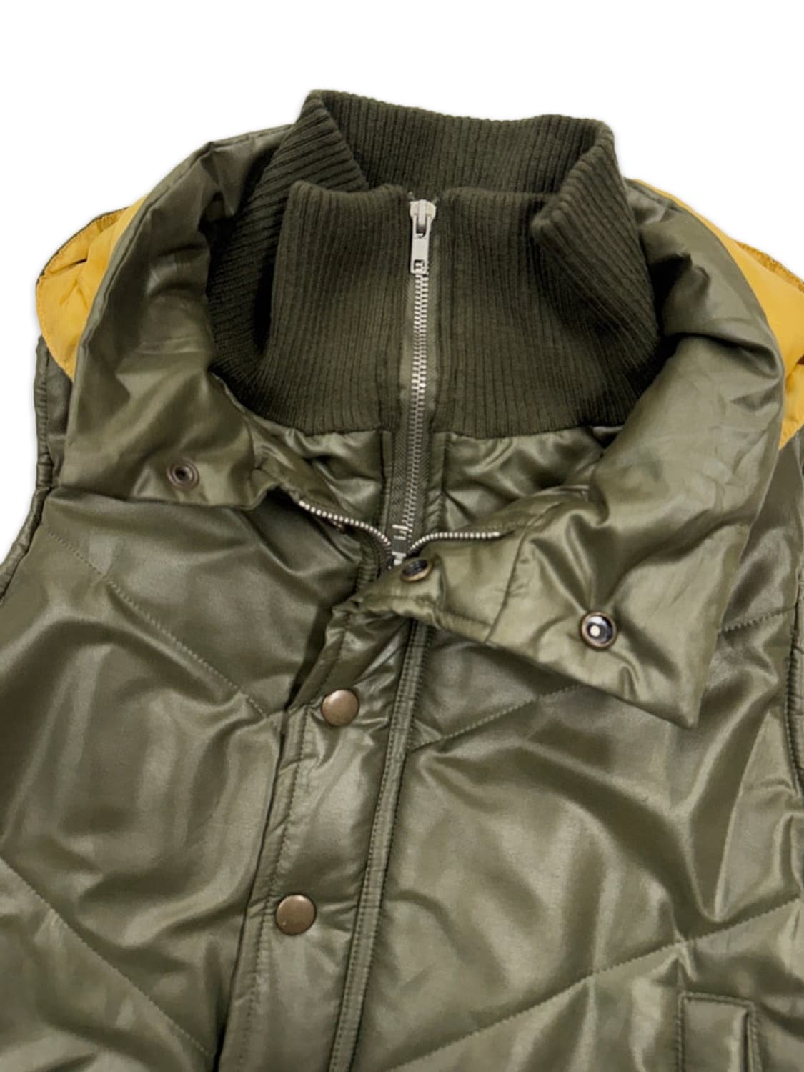 빈티지 Blancafe 카키 후드 패딩 베스트 상품이미지5
