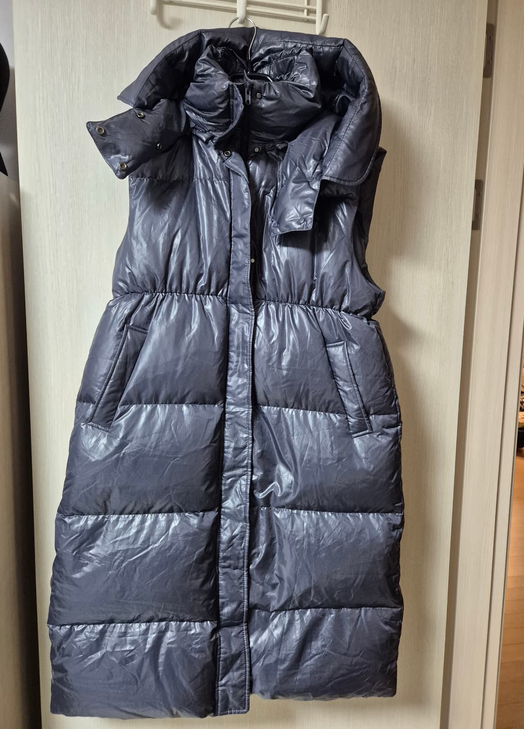 ORR 오르 구스다운 롱패딩 후드롱 베스트 네이비 S 상품이미지3