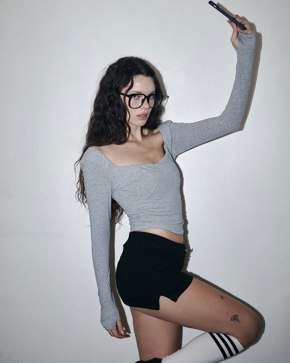 플리즈노팔로우 미스티 셔링 롱 슬리브 그레이 상품이미지2