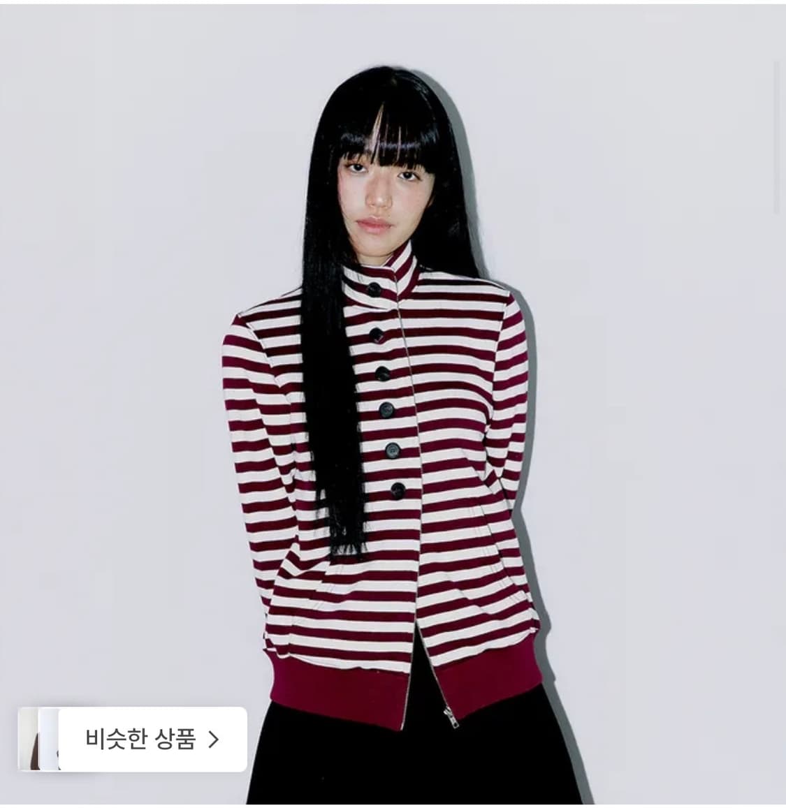 오피쉬 스트라이프 집업(버건디) 상품이미지1