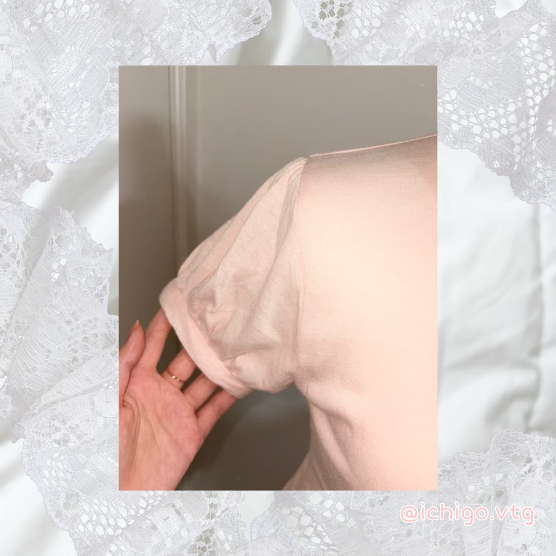 앙크루즈 ankrouge 히메갸루 코랄핑크 레이스 빈티지 로걀탑 상품이미지4