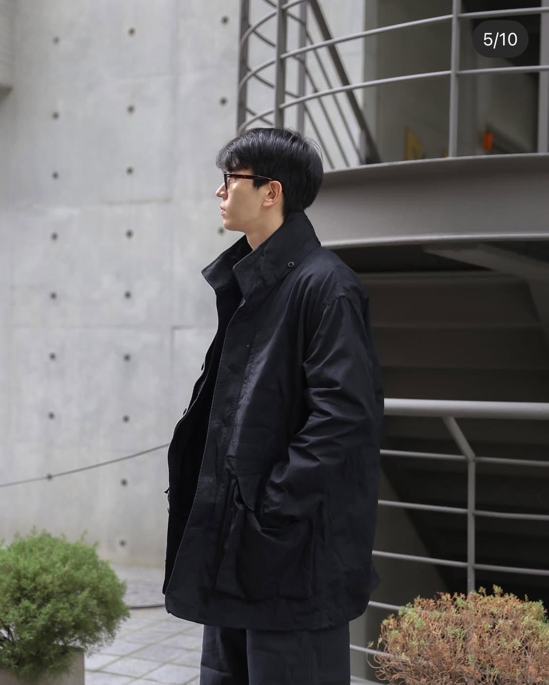 [M] SAGE DE CRET 하이 덴서티 코튼 왁스드 필드 하프 코트 상품이미지2