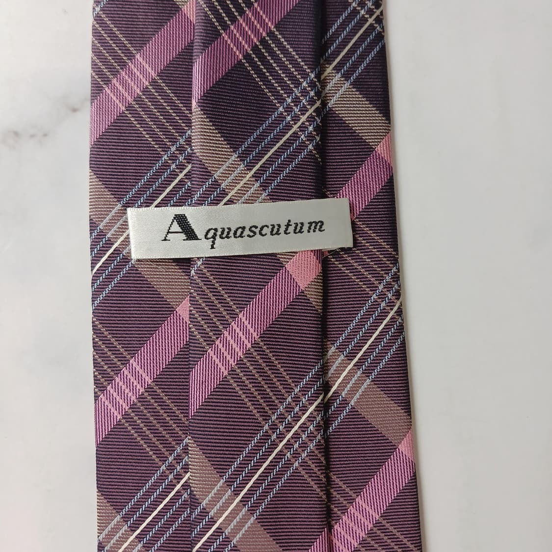 아쿠아스큐텀 실크 핑크 체크 넥타이 9.5cm A등급 E963
 상품이미지6