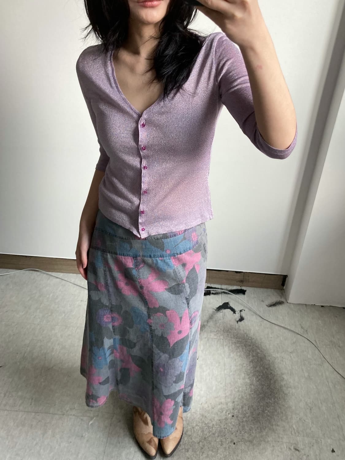 플라워 절개 롱스커트 상품이미지2