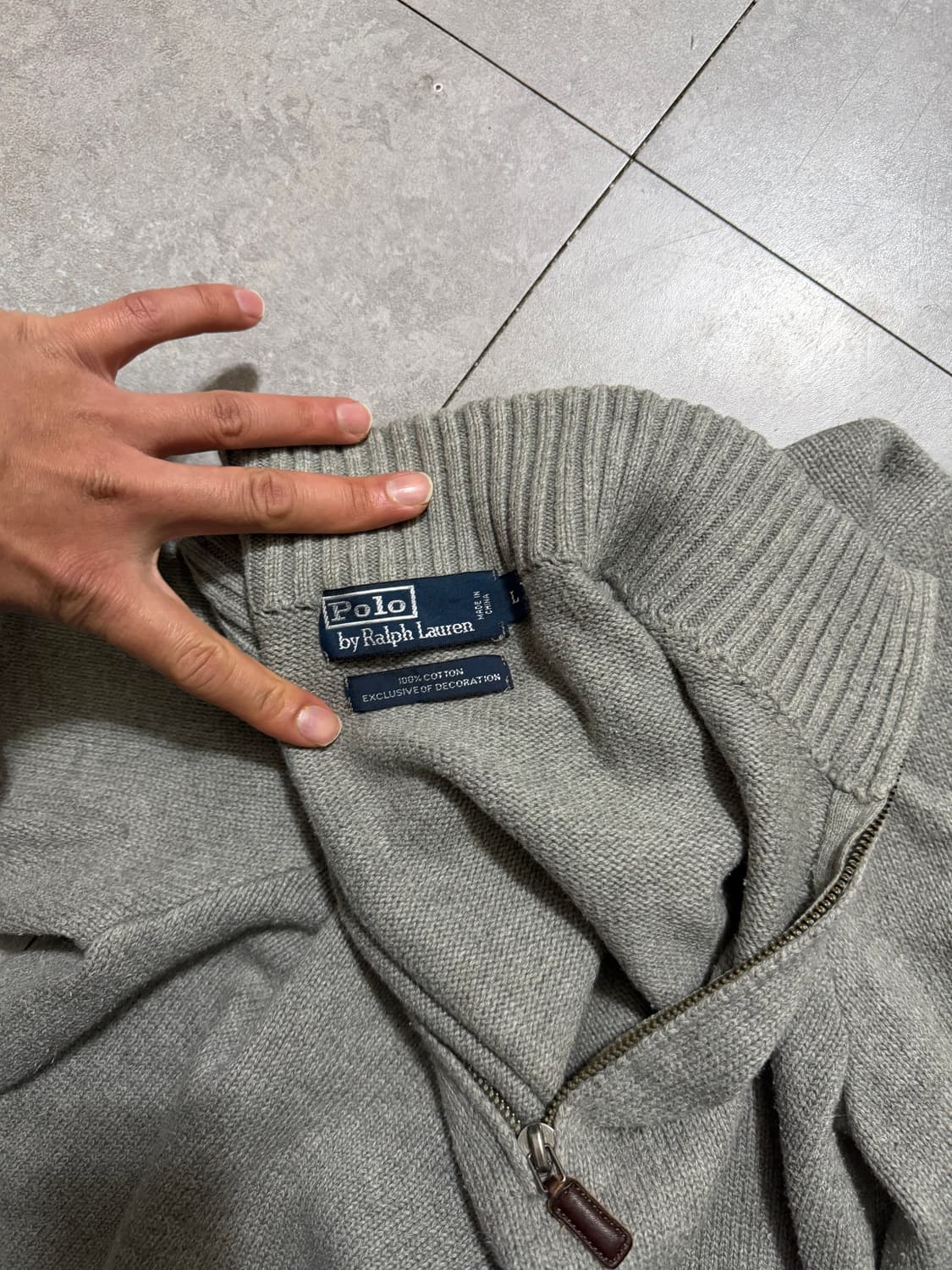 랄프로렌 폴로 그레이 컬러 빈티지 코튼  하프집업 100size   상품이미지3