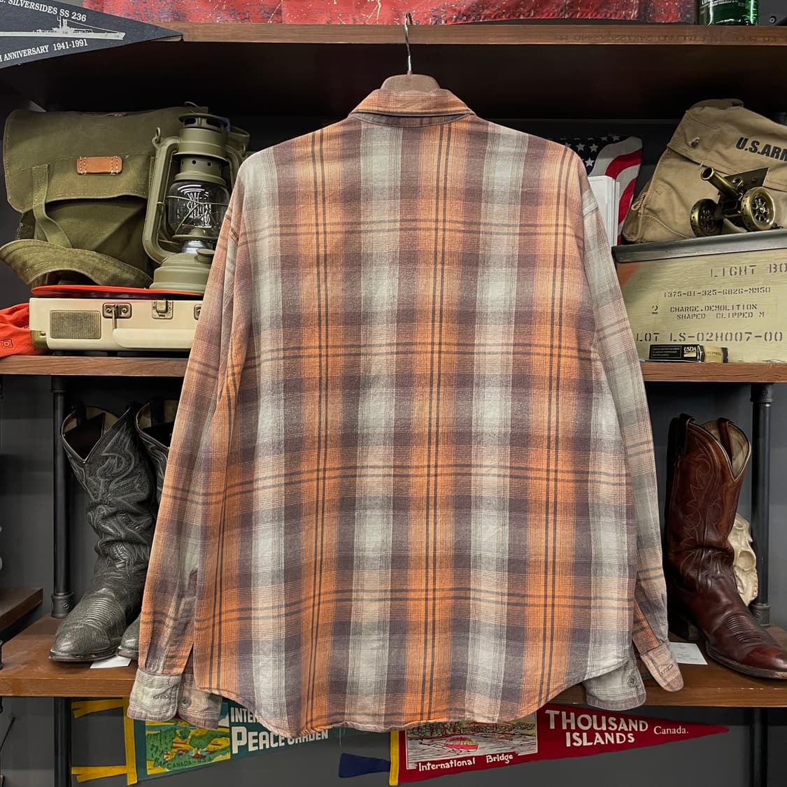 할리데이비슨 디스트레스드 포켓 로고 멀티 체크 셔츠 상품이미지2