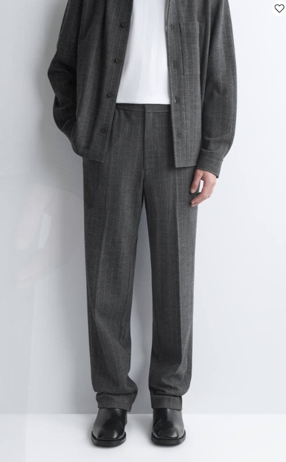 릴랙스드 핀스트라이프 울 블렌드 저지 셔츠 s 상품이미지3