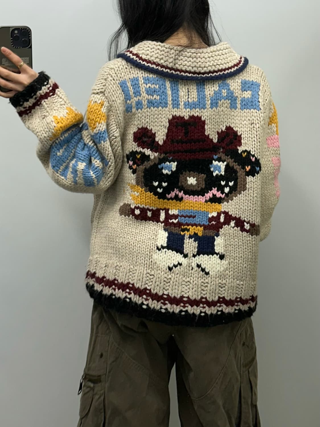 에즈이프캘리 카우걸 테디 코위찬 니트집업  상품이미지2