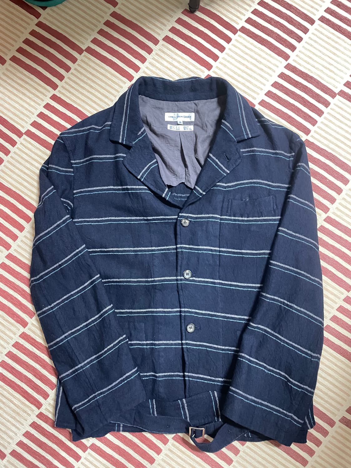꼼데가르송 셔츠 축융 울 스트라이프 자켓 상품이미지1