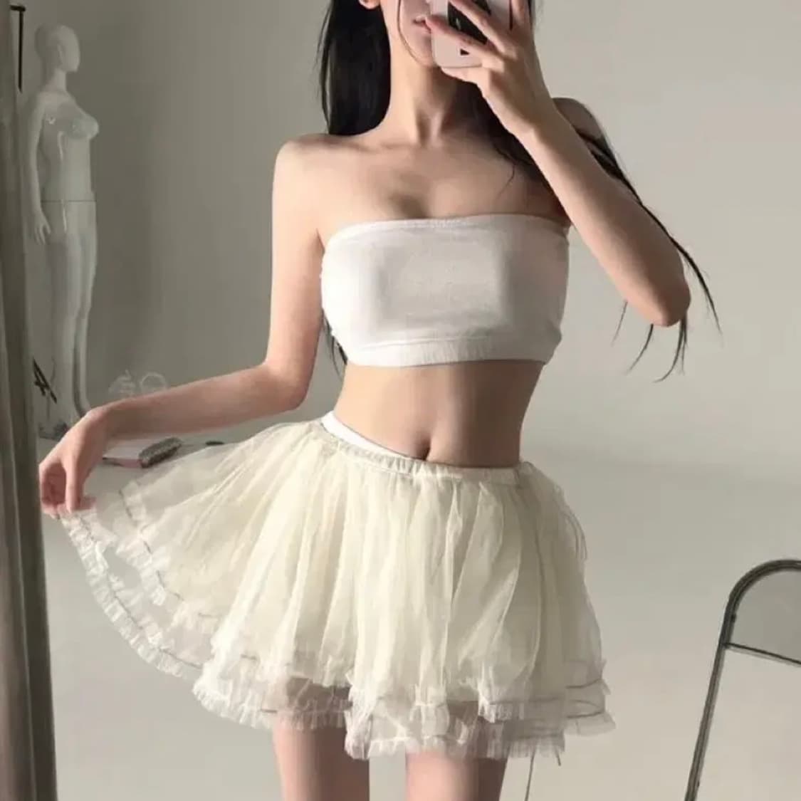 발레코어 튜튜 리본 미니 스커트 상품이미지2