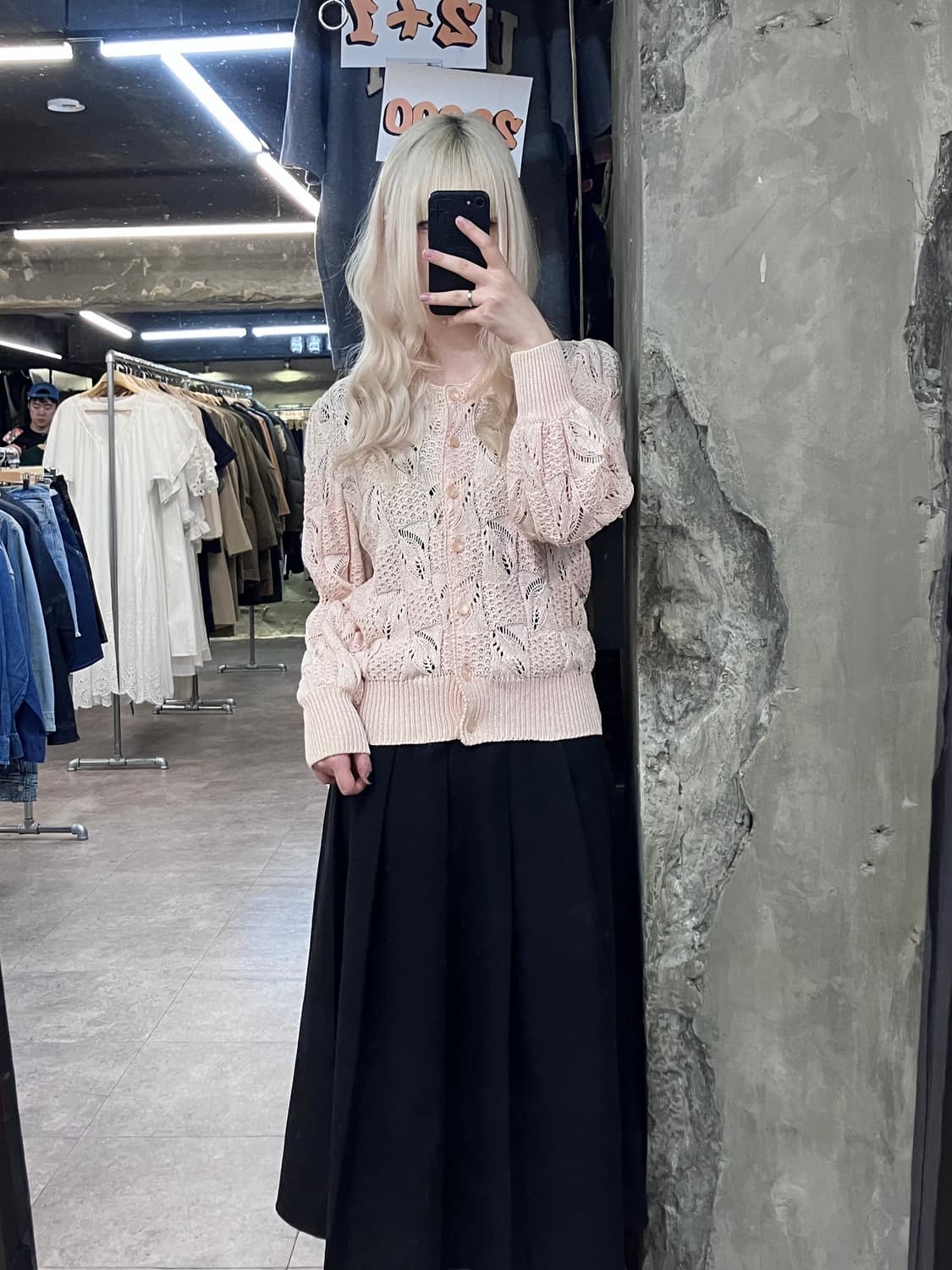 빈티지 패턴 그물 니트 가디건 핑크 #csz4095 상품이미지2