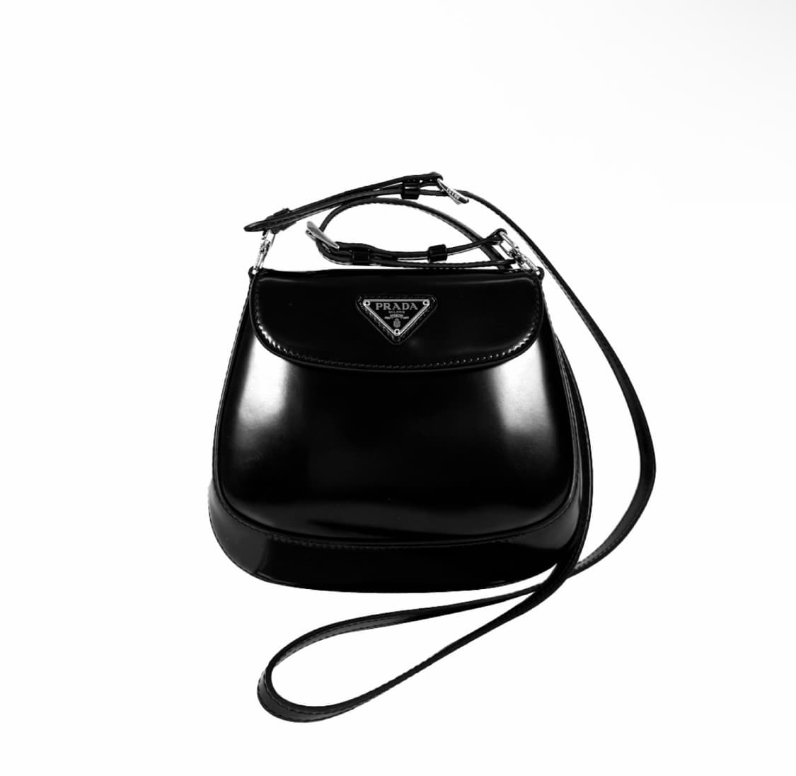 [MINI] 프라다 여성 브러시드 레더 클레오 플랩 숄더백 미니백 블랙 상품이미지1