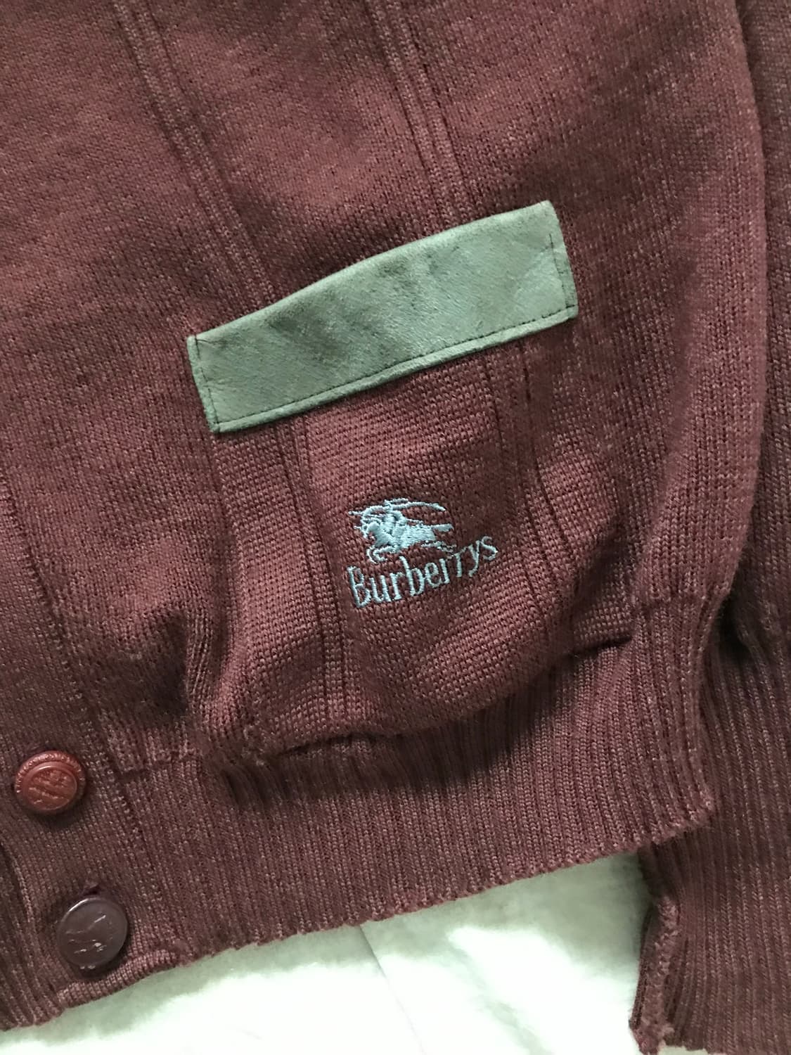 버버리 90년대 올드스쿨 코만도 니트 가디건 버건디 상품이미지6