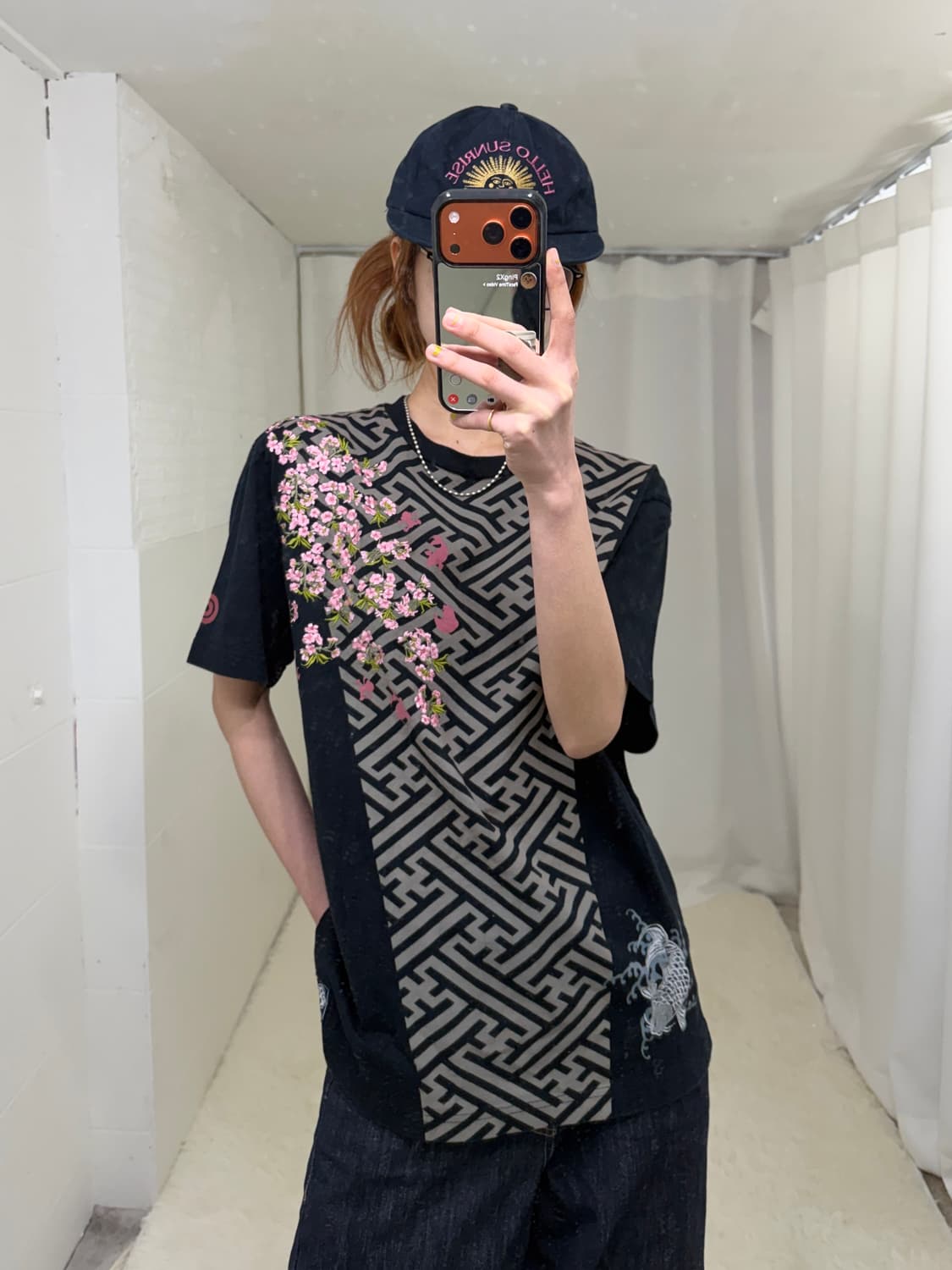 고쿠 오리엔탈 프린팅 자수 반팔 티셔츠 상품이미지2