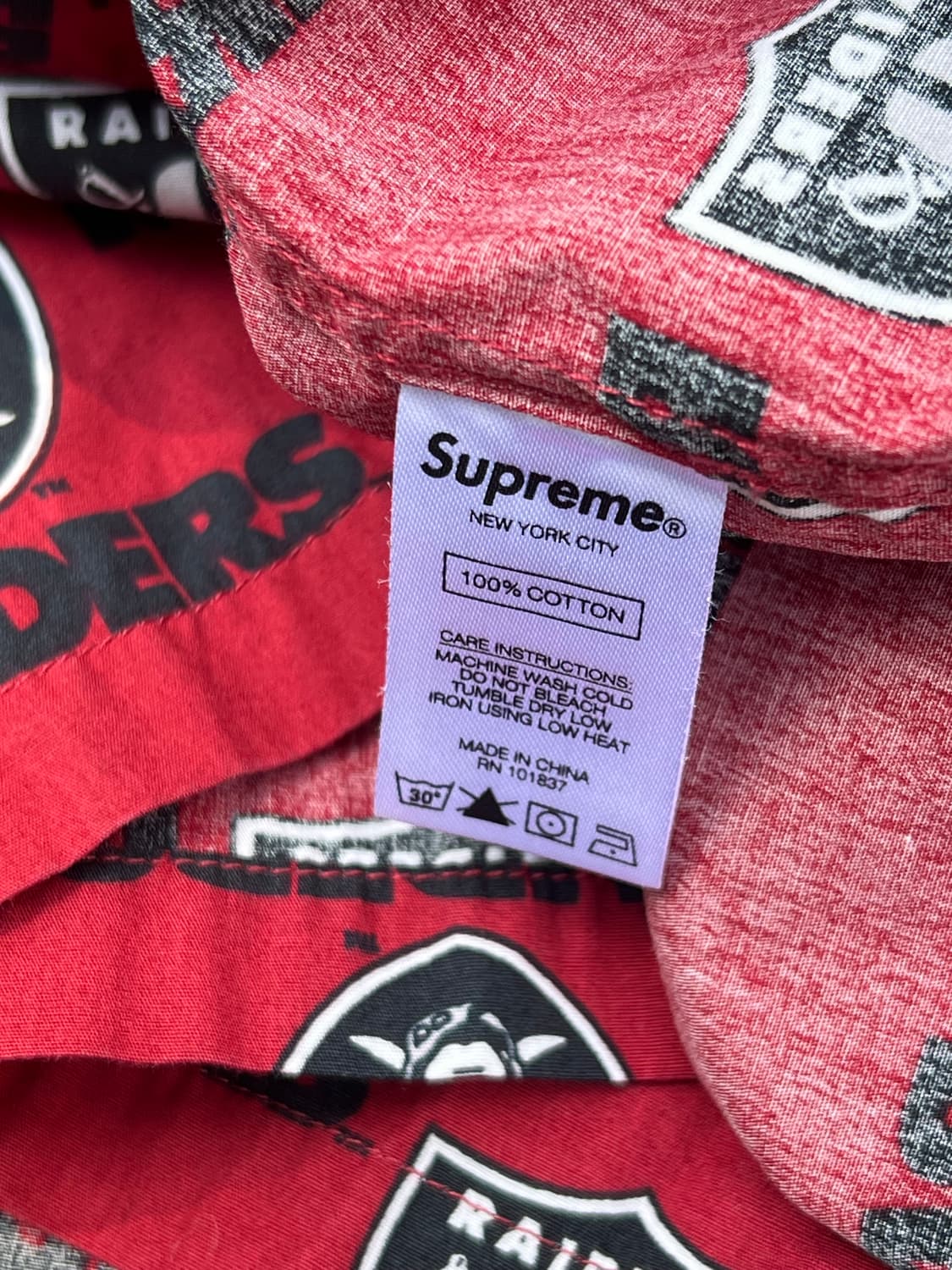 Supreme NFL Raiders 19SS Cotton Shirt 상품이미지5