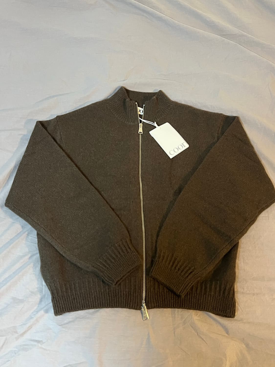 새상품)쿠어 알파카 블렌드 집업 스웨터 (카키브라운) 상품이미지2