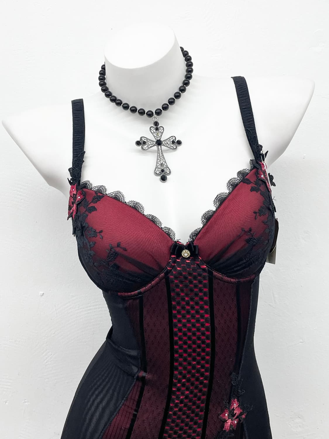 고딕 레드 레이스 코르셋 상품이미지2