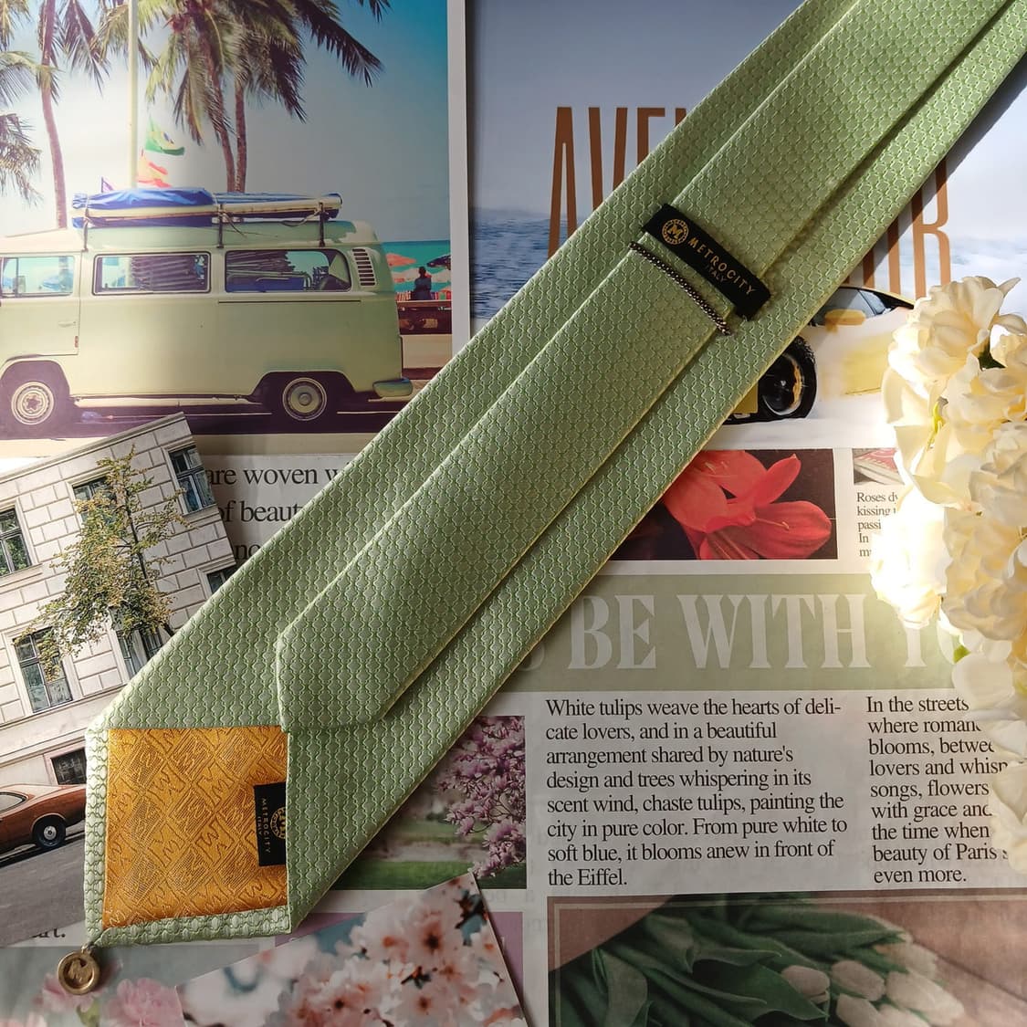 메트로시티 실크 그린 자카드 패턴 넥타이 8.9cm A+등급 A19694 상품이미지6