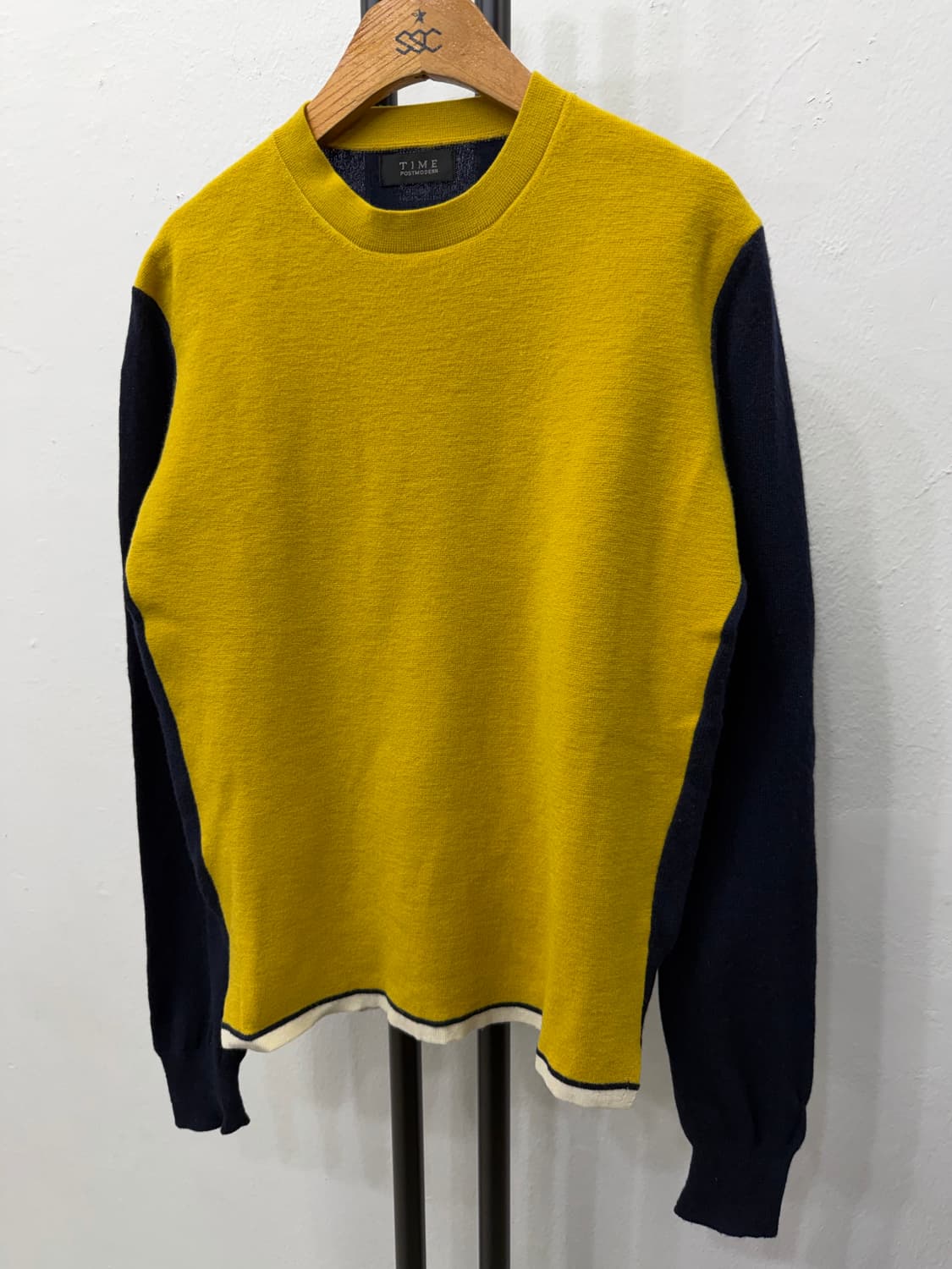 정품) TIME 타임 한섬 옐로우 배색 니트 90F 상품이미지3