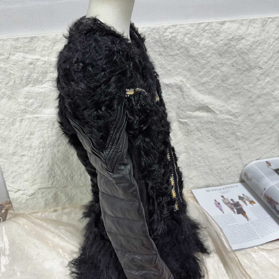 빈티지  큐빅장식 다크 양털 토스카나 양가죽자켓 상품이미지3