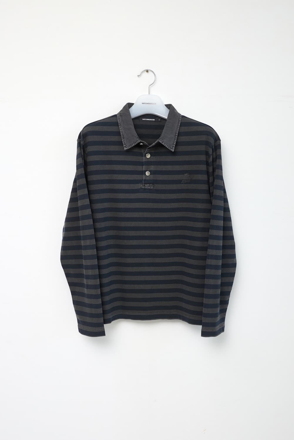 해칭룸 VTG 스트라이프 폴로티 Dyed Blue 1사이즈 상품이미지1
