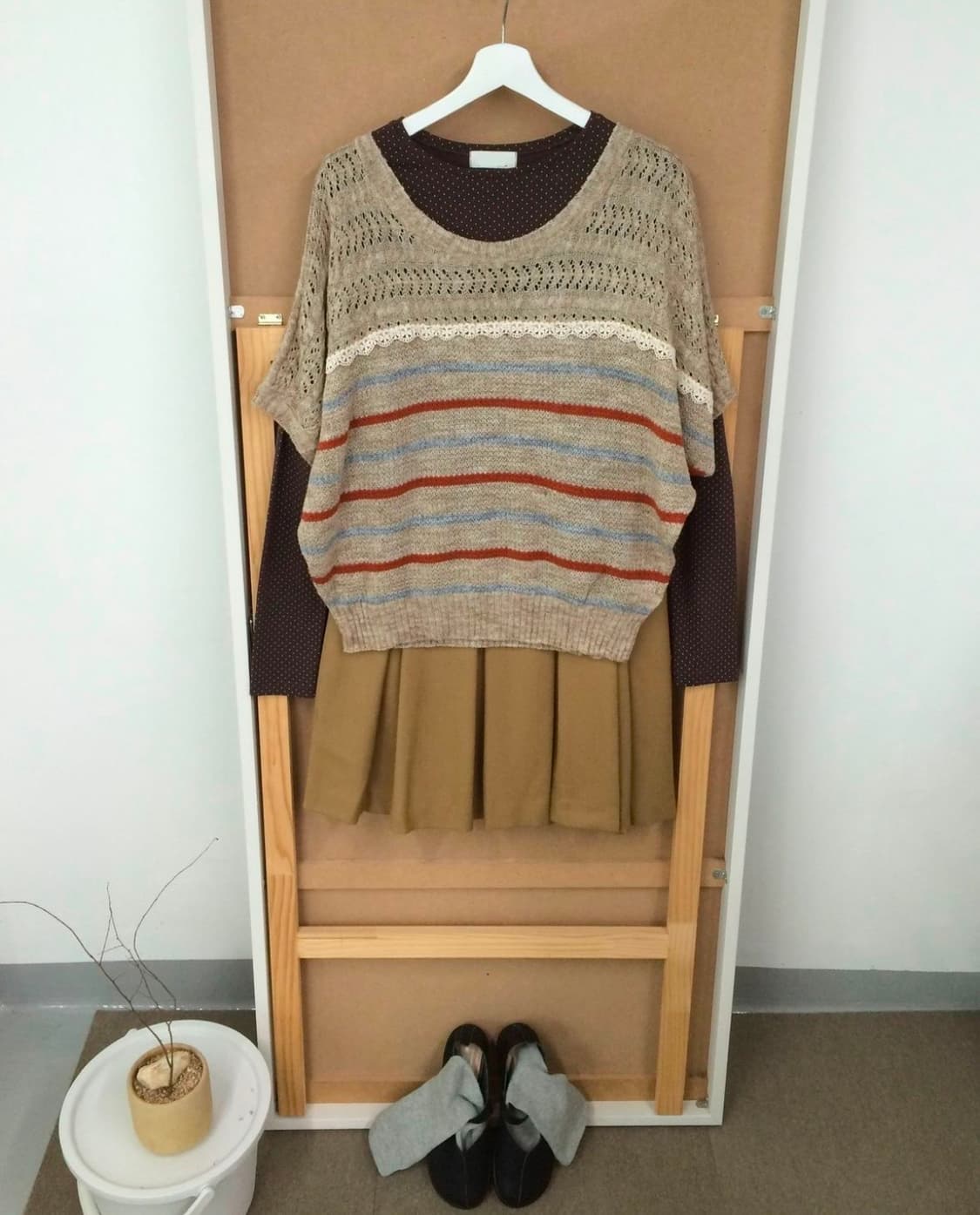 달하나 빈티지 반팔 레이어드 니트 상품이미지1