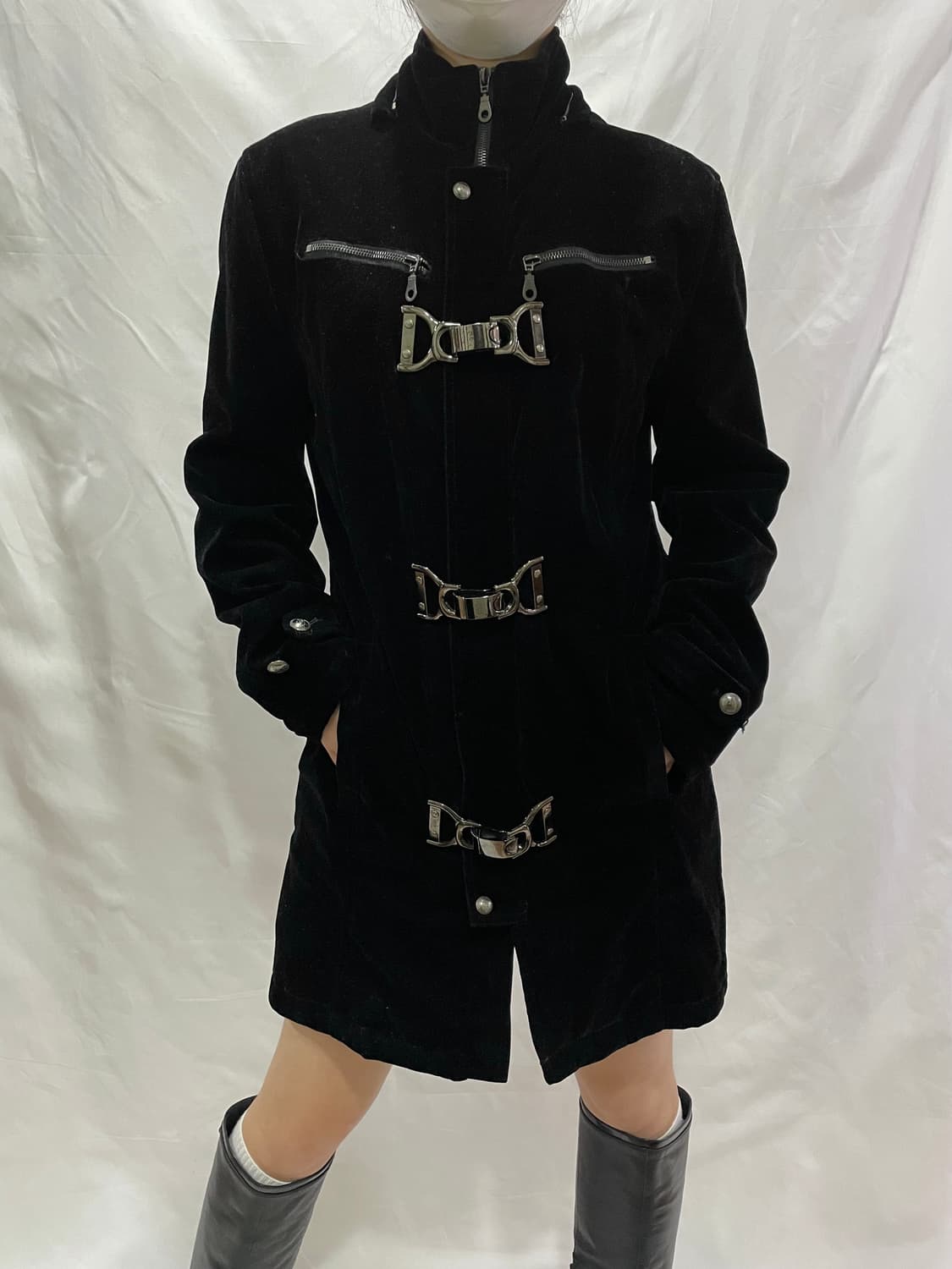 buckle detail fur hood coat 상품이미지4