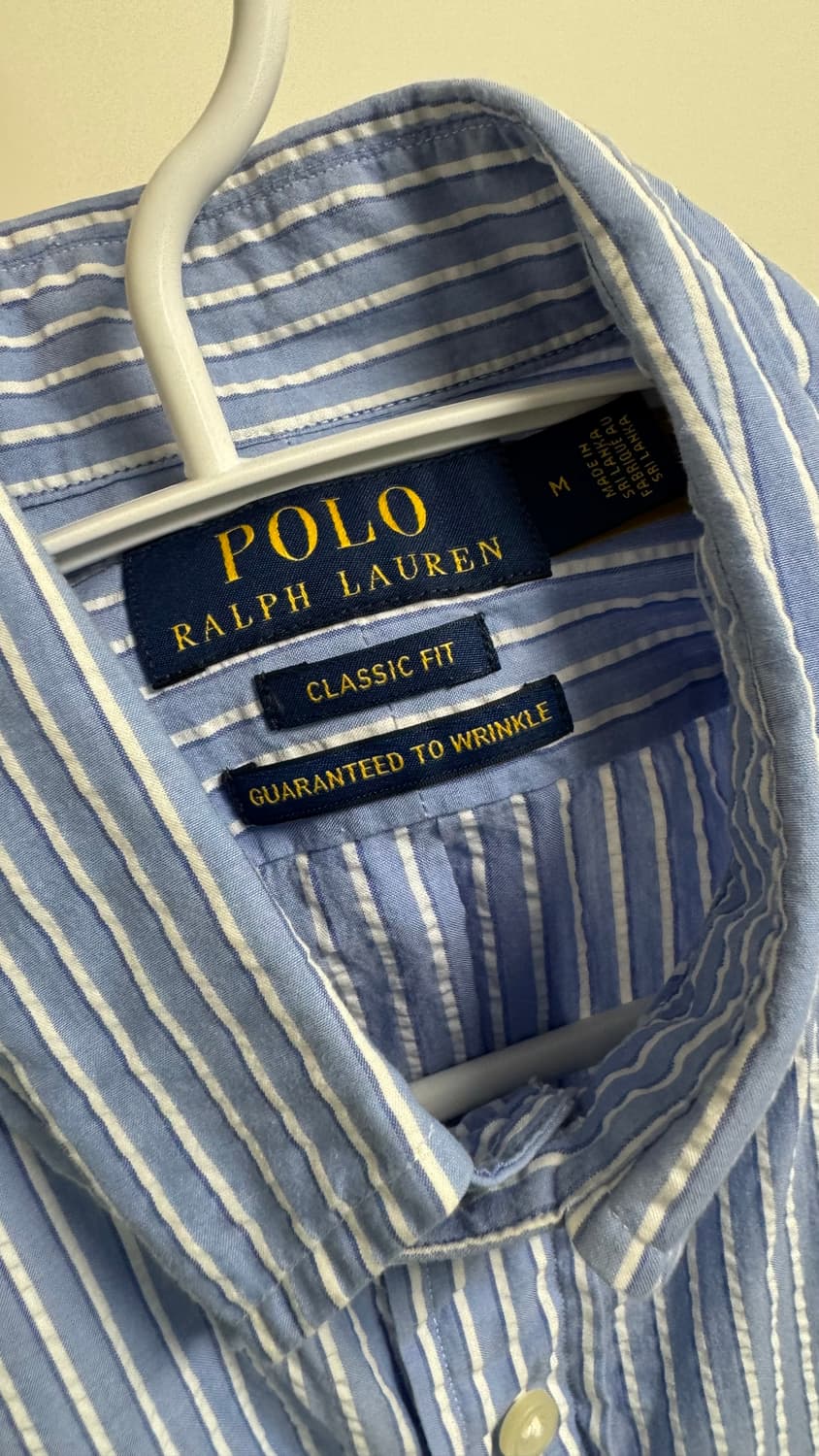 [M] 폴로 랄프 로렌 시어서커 블루 스트라이프 셔츠 QR 상품이미지4