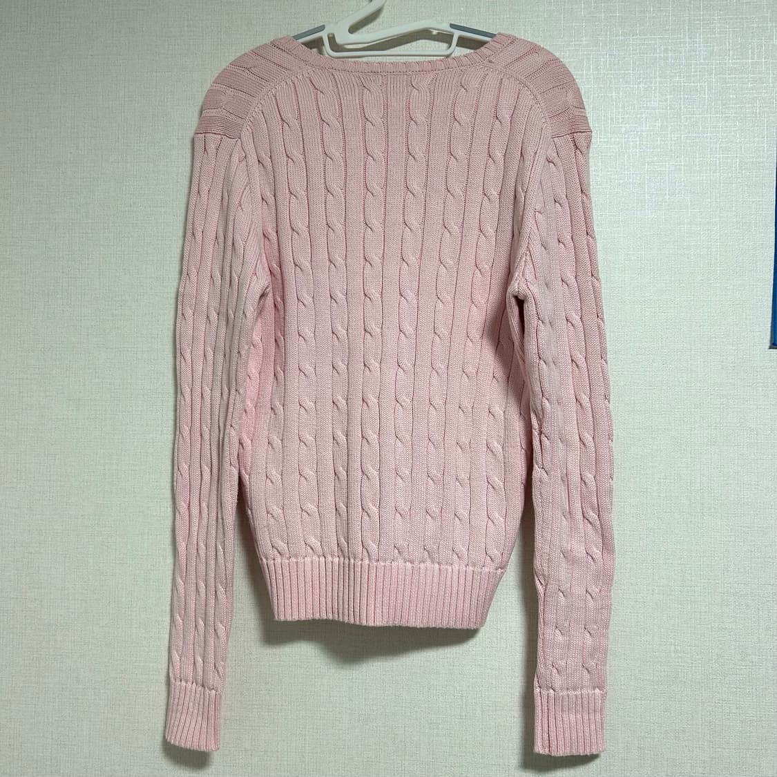 폴로 랄프로렌 신형 브이넥 꽈배기 니트 베이비 핑크 연핑크 M 상품이미지6