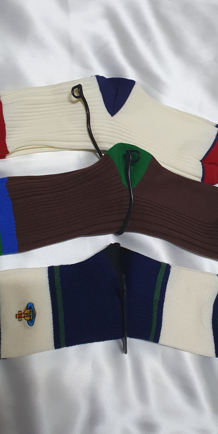 네이비 크림베이지 그린 블루 브라운 스트라이프 비비안웨스트우드 양말  상품이미지9