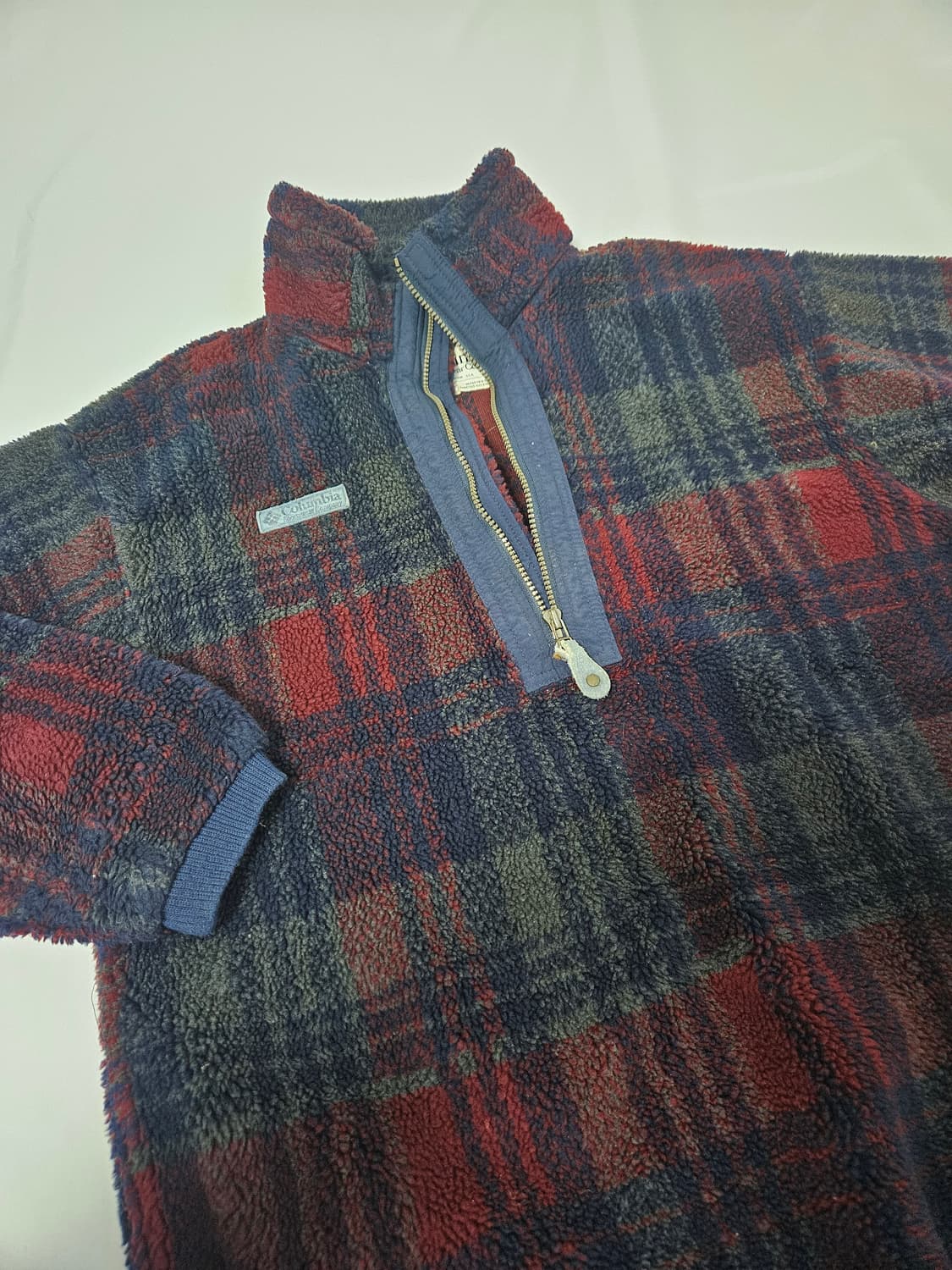 90s 콜롬비아 컬럼비아 체크패턴 쉐르파플리스 후리스자켓 빈티지 일본L 상품이미지2