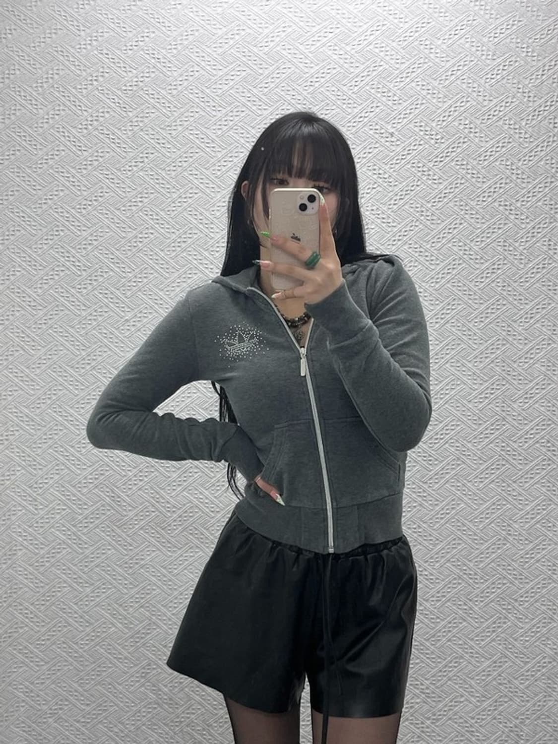 아디다스 Y2K 큐빅패치 슬림핏 약기모 후드집업 85 C09053 상품이미지2