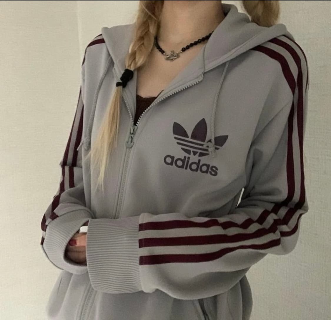 (판매) 아디다스 후드 플락 져지 그레이 버건디 와인 집업 adidas 상품이미지2
