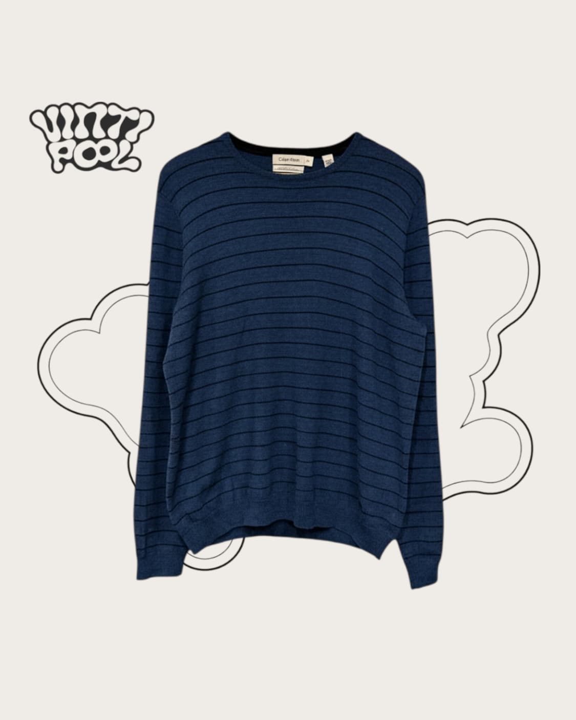 캘빈클라인 메리노 울100% 단가라 니트 L 네이비 상품이미지1