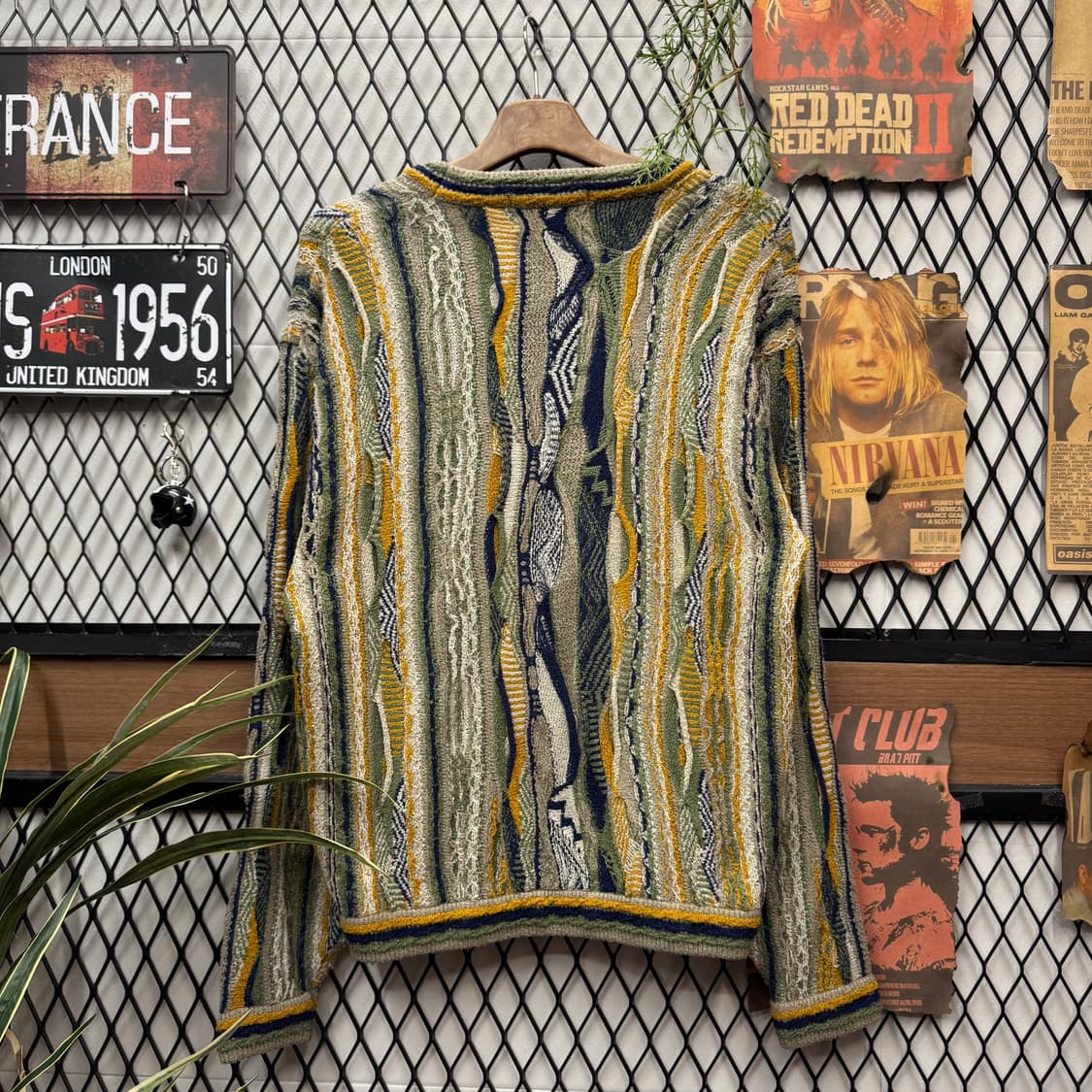 90s 올드컨트리 빈티지 케이블 니트 가디건 멀티컬러 상품이미지2