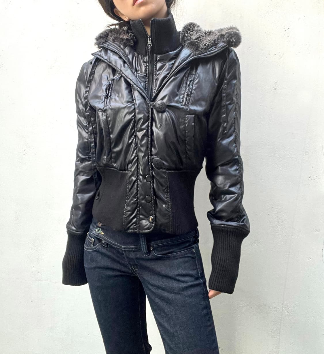 A/X 하이넥 퍼 후드 투웨이 패딩점퍼 상품이미지1