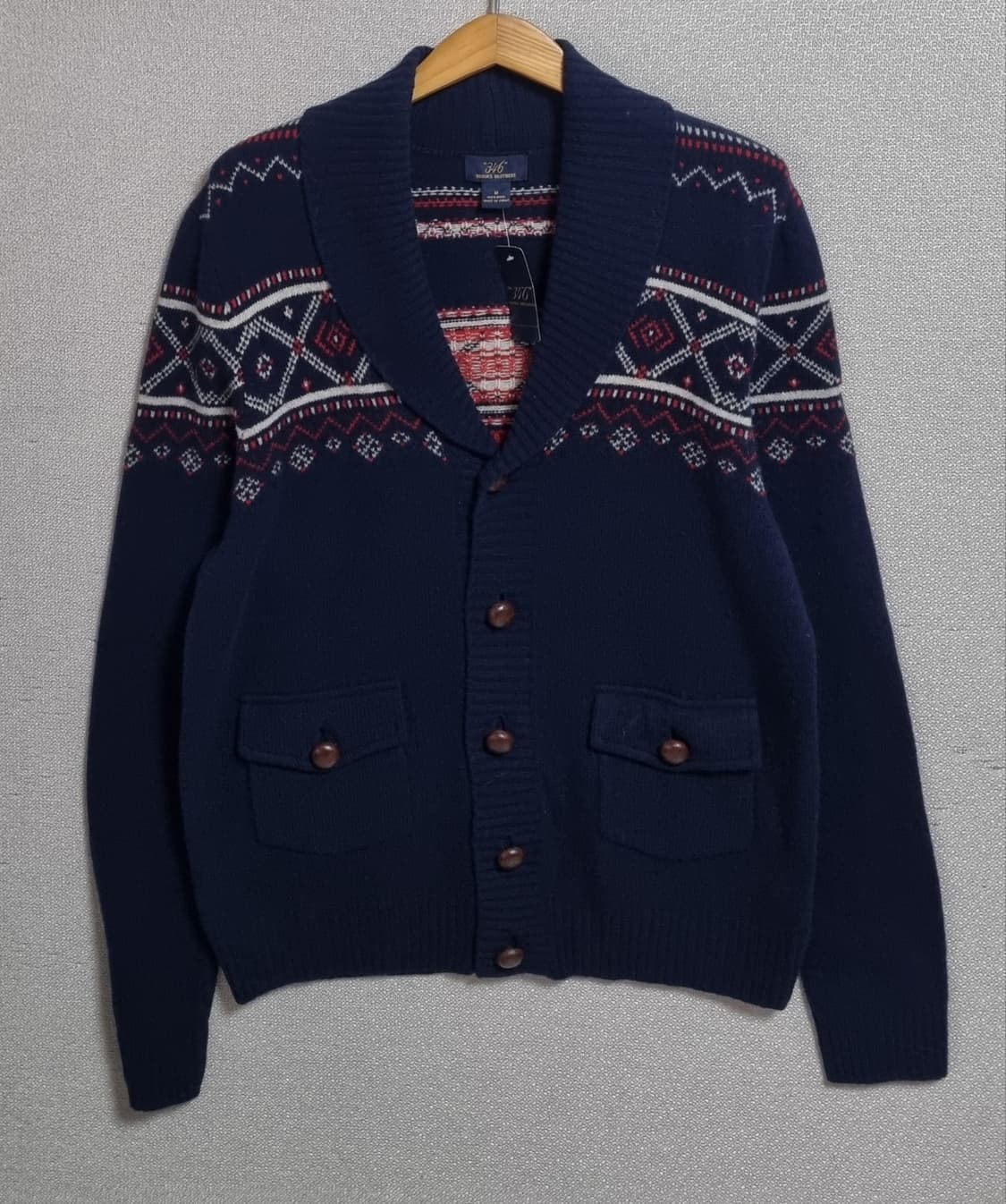 새상품) M (95) 브룩스브라더스 네이비 숄카라 니트 가디건 상품이미지1