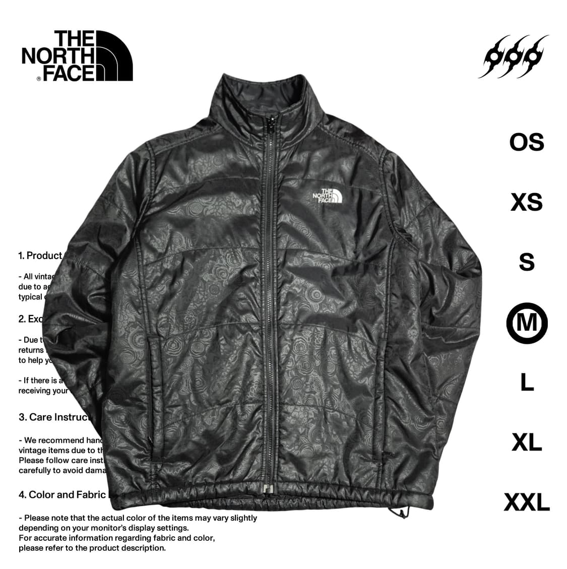 노스페이스 플로랄 패턴 M사이즈 경량패딩 상품이미지1