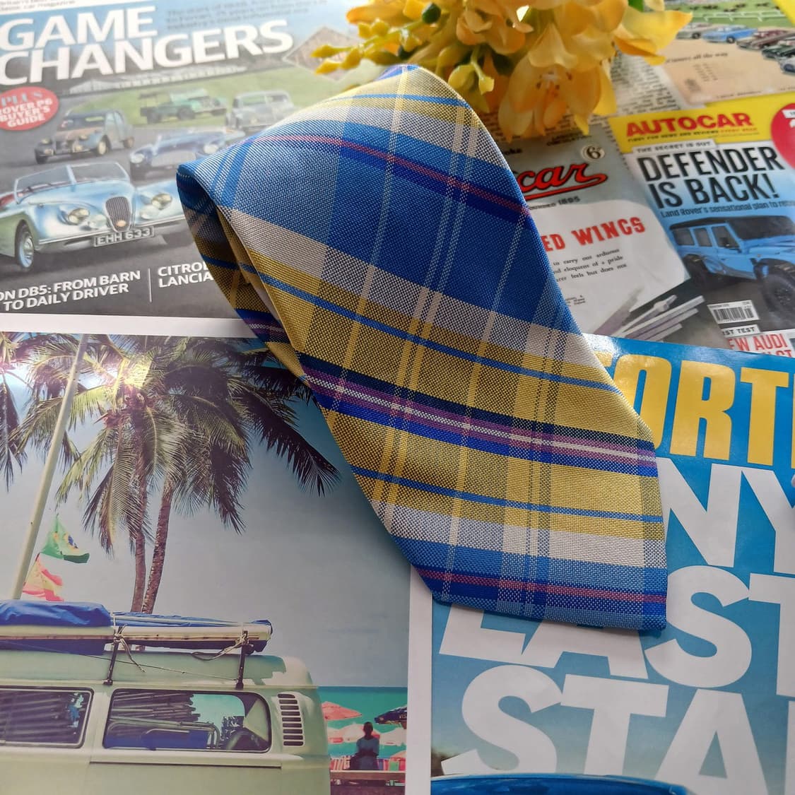 노티카 실크 블루&옐로우 체크 넥타이 8.5cm A+등급 A18481
 상품이미지1