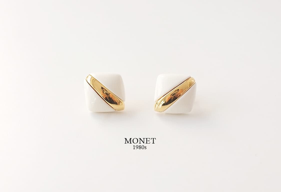 1980s Monet 포인트 화이트 빈티지귀걸이 빈티지주얼리 상품이미지3