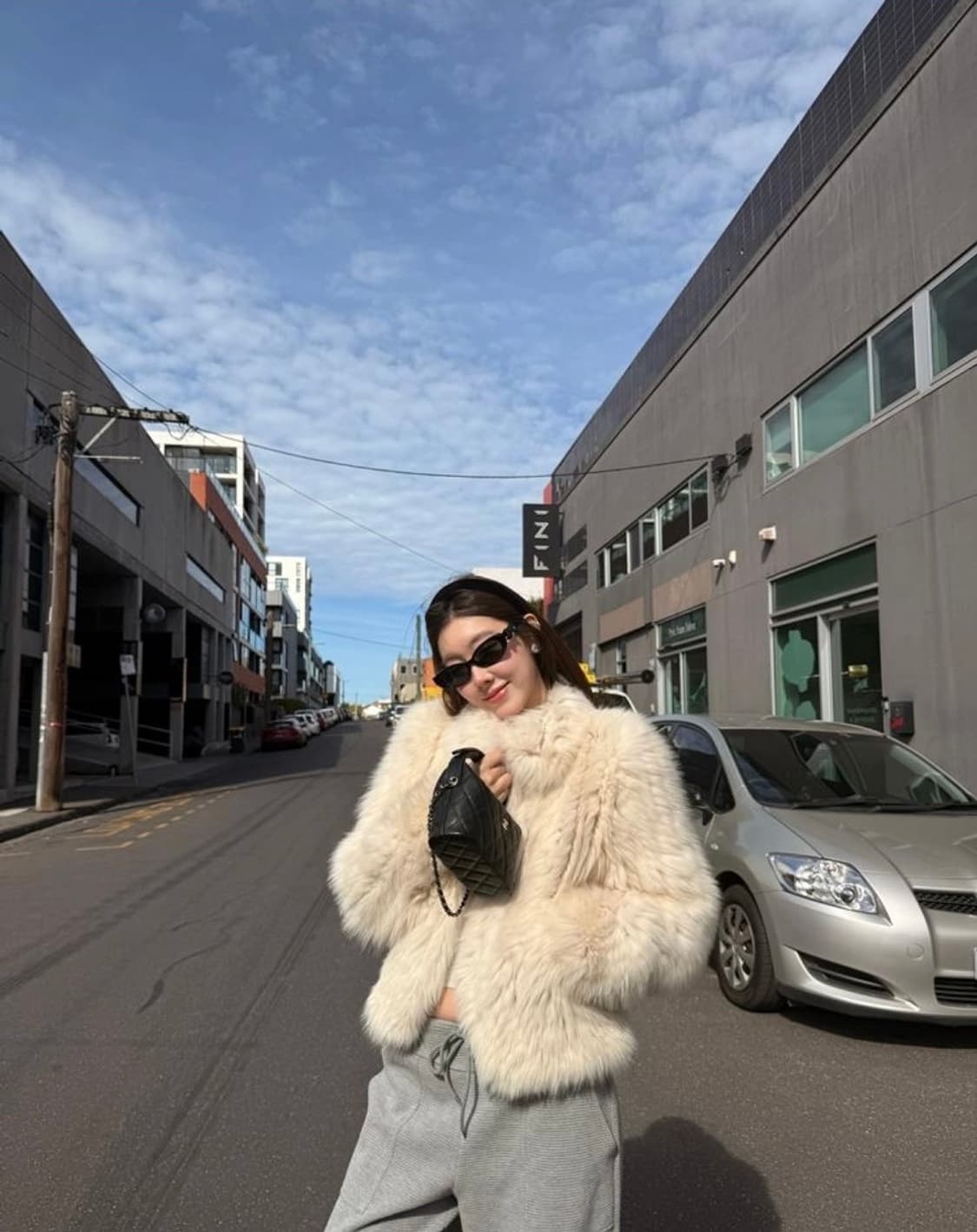 달빛 미스트 럭셔리 스몰 스트라이프 플레어 윔 폭스 퍼 코트 상품이미지3