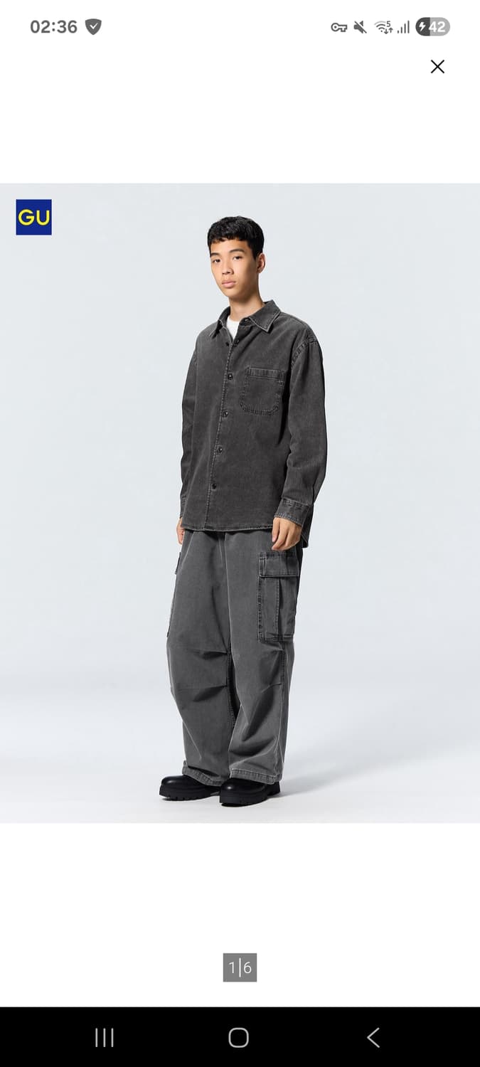 GU 데님 슈퍼와이드 카고팬츠 다크그레이 L 상품이미지1