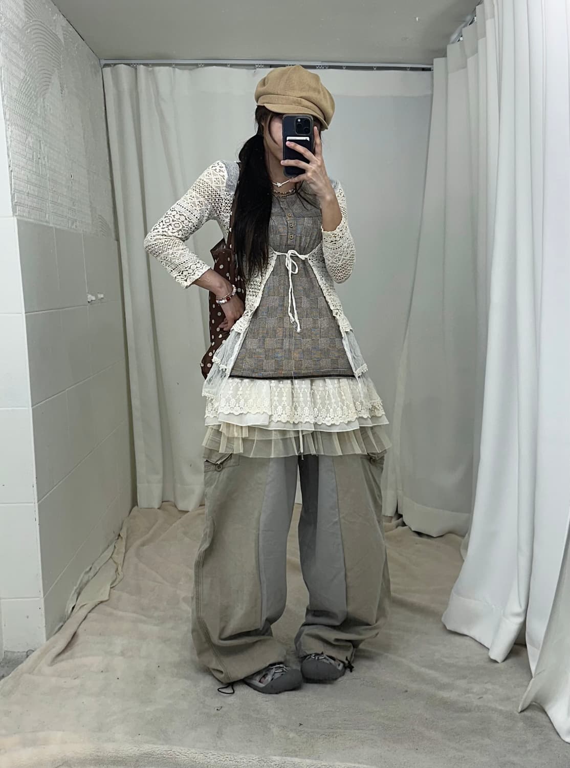 빈티지 페어리 베이지 너드 러힙 코디세트 상품이미지1